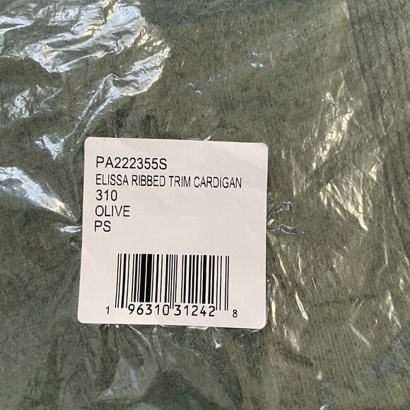 NWT Bobeau Elissa Ribbed Trim Open Front Lightweight Cardigan Petite Small Green - Picture 10 of 12